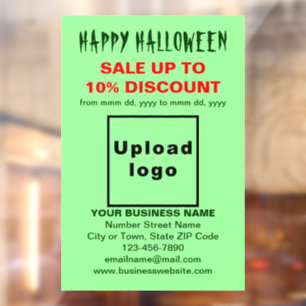 Business Halloween Sale on Light Green Window Cling