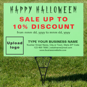 Business Halloween Sale on Light Green Yard Sign