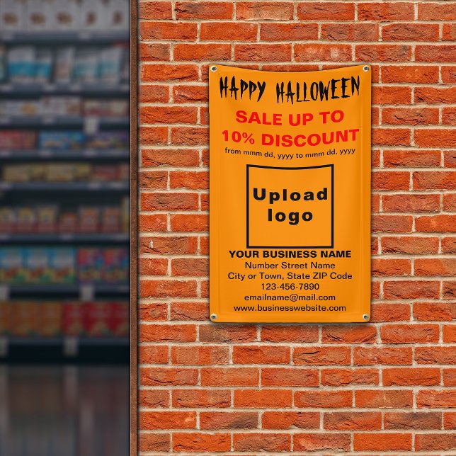 Business Halloween Sale on Orange Color Banner (Attract more customers this holiday. Business Halloween sale on orange color banner.)