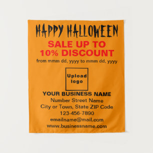Business Halloween Sale on Orange Color Tapestry