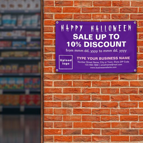 Business Halloween Sale on Purple Rectangle Banner