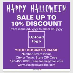 Business Halloween Sale on Purple Vinyl Sticker