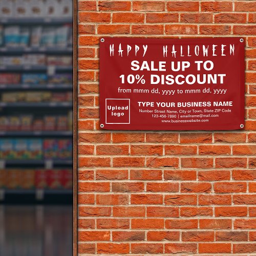 Business Halloween Sale on Red Rectangle Banner