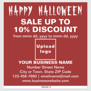 Business Halloween Sale on Red Vinyl Sticker