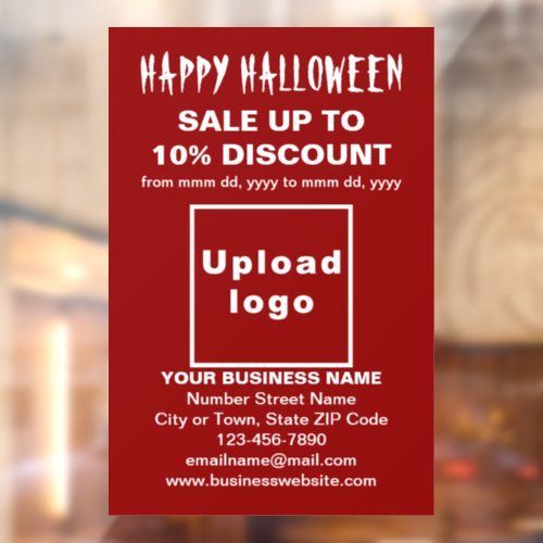 Business Halloween Sale on Red Window Cling