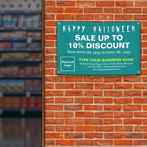 Business Halloween Sale on Teal Green Rectangle Banner