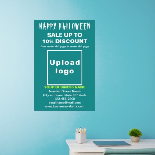 Business Halloween Sale on Teal Green Wall Decal