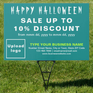 Business Halloween Sale on Teal Green Yard Sign