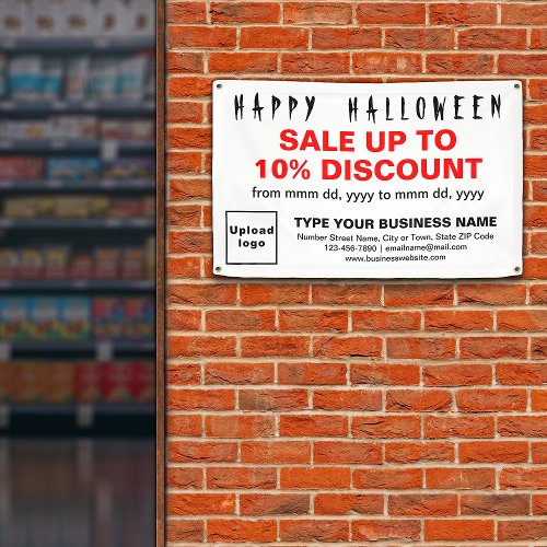 Business Halloween Sale on White Rectangle Banner