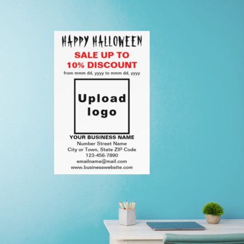 Business Halloween Sale on White Wall Decal