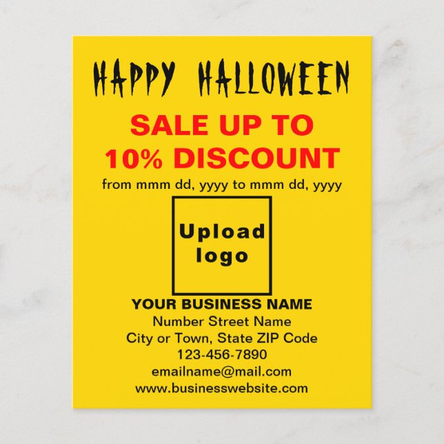 Business Halloween Sale on Yellow Flyer (Front)