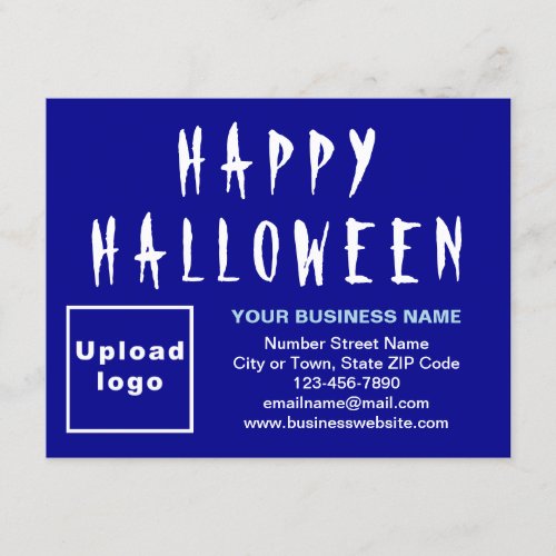 Business Halloween Small Blue Flat Holiday Card