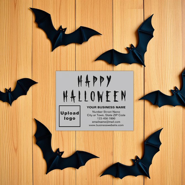 Business Halloween Small Gray Flat Holiday Card (Gray Halloween business flat holiday card)