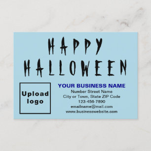 Business Halloween Small Light Blue Flat Greeting Card