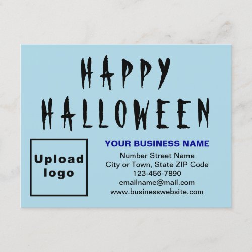 Business Halloween Small Light Blue Flat Holiday Card