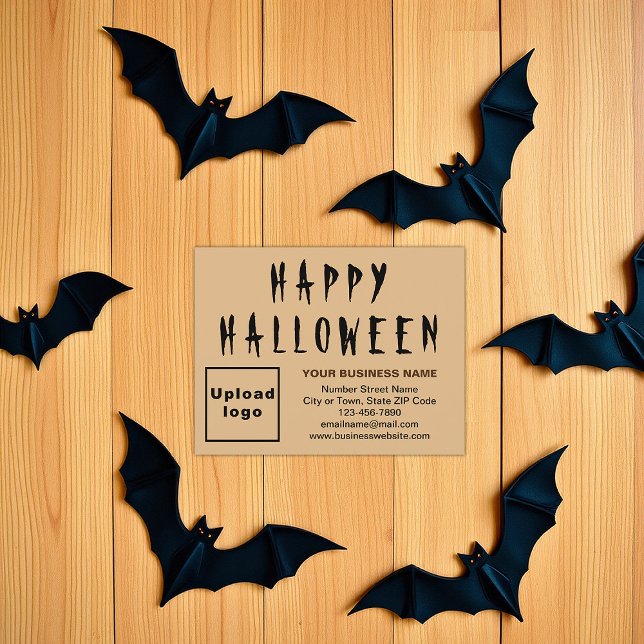 Business Halloween Small Light Brown Flat Holiday Card (Light brown Halloween business flat holiday card)