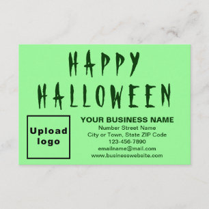 Business Halloween Small Light Green Flat Card