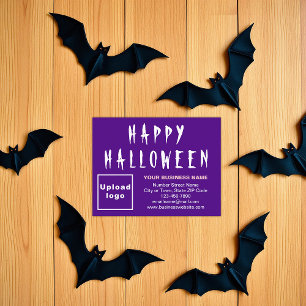 Business Halloween Small Purple Flat Holiday Card