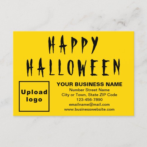 Business Halloween Small Yellow Flat Card