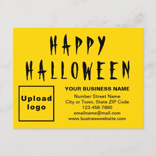 Business Halloween Small Yellow Flat Holiday Card