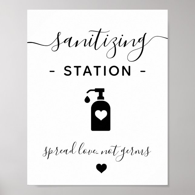 Business Hand Sanitizing Station Minimalist Modern Poster (Front)