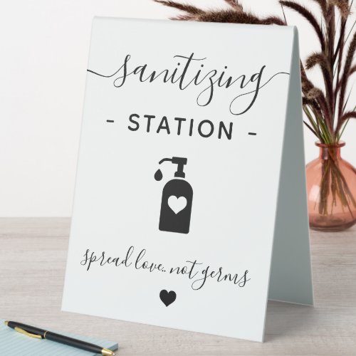 Business Hand Sanitizing Station Minimalist Modern Table Tent Sign