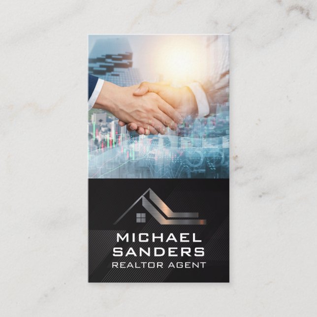 Business Hand Shake | Real Estate Logo Card (Front)