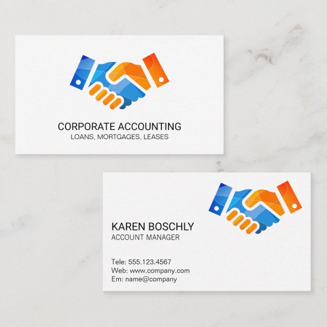 Business Handshake Logo Business Card (Front/Back)