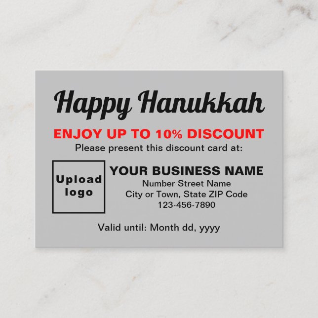 Business Hanukkah Gray Discount Card (Front)