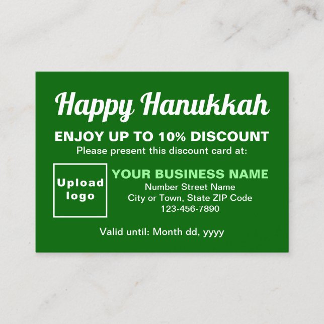 Business Hanukkah Green Discount Card (Front)