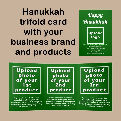 Business Hanukkah Green Trifold Card