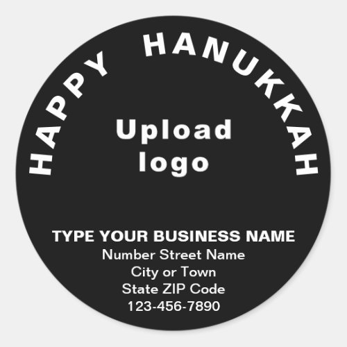 Business Hanukkah Greeting on Black Round Sticker