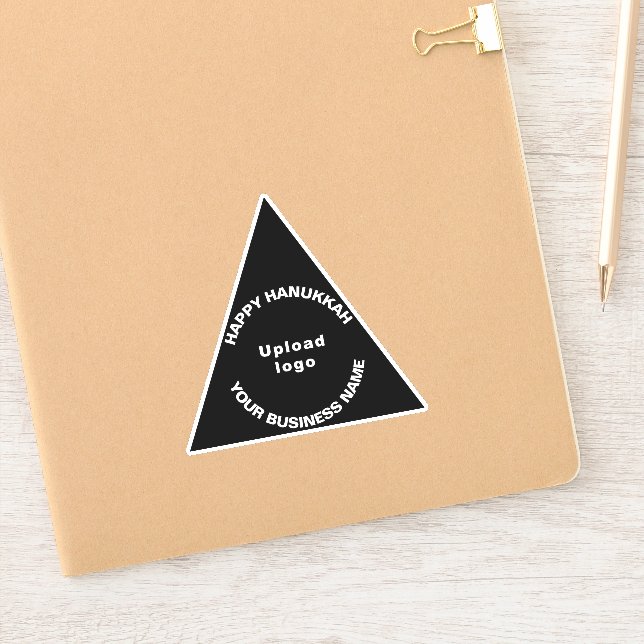 Business Hanukkah Greeting on Black Triangle Vinyl Sticker (Notebook)