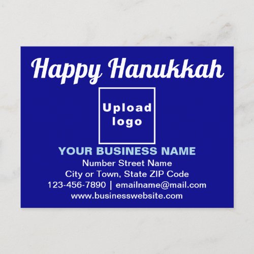 Business Hanukkah Greeting on Blue Postcard