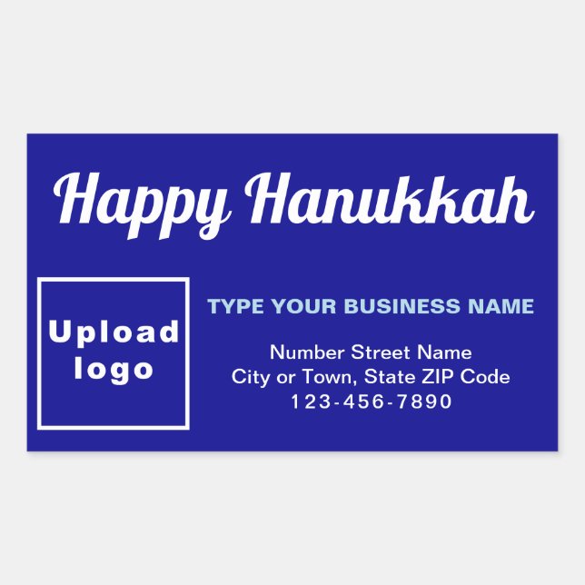 Business Hanukkah Greeting on Blue Rectangular Sticker (Front)