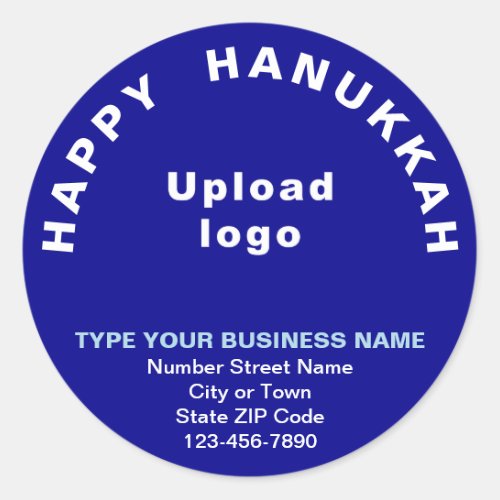 Business Hanukkah Greeting on Blue Round Sticker