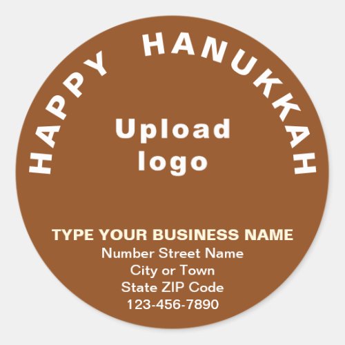 Business Hanukkah Greeting on Brown Round Sticker
