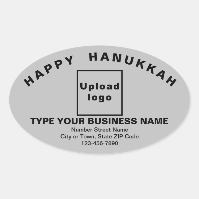 Business Hanukkah Greeting on Gray Oval Sticker (Front)