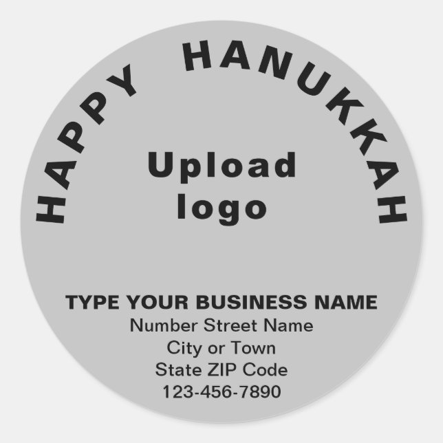Business Hanukkah Greeting on Gray Round Sticker (Front)