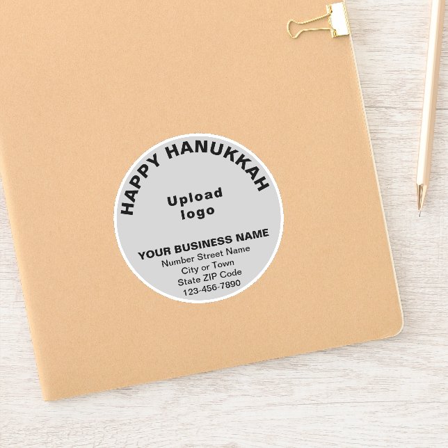Business Hanukkah Greeting on Gray Round Vinyl Sticker (Notebook)