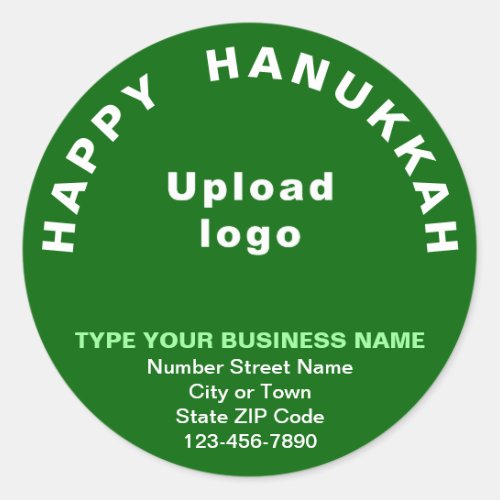 Business Hanukkah Greeting on Green Round Sticker