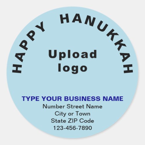 Business Hanukkah Greeting on Light Blue Classic Round Sticker