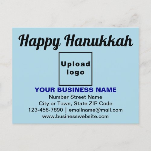 Business Hanukkah Greeting on Light Blue Postcard