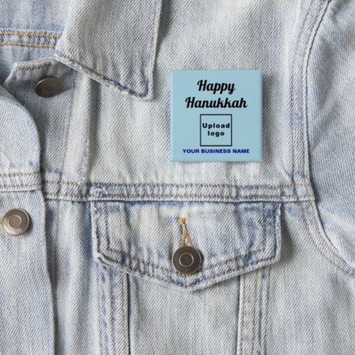 Business Hanukkah Greeting on Light Blue Square Button