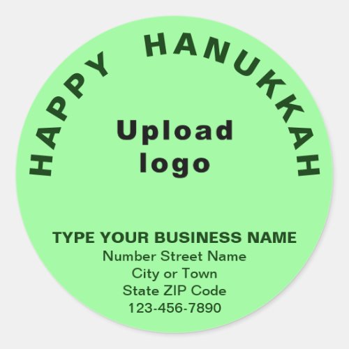 Business Hanukkah Greeting on Light Green Classic Round Sticker