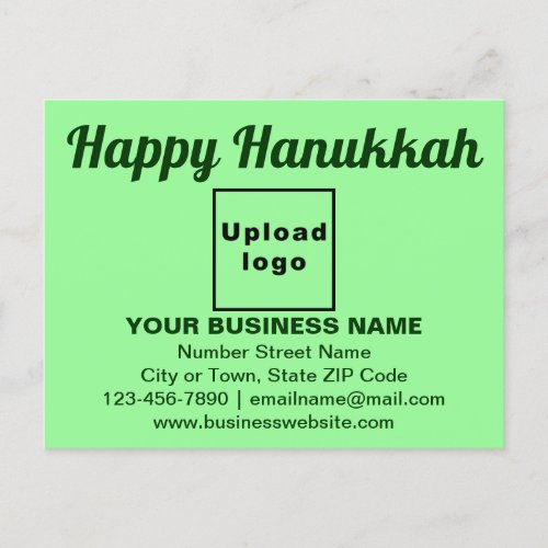 Business Hanukkah Greeting on Light Green Postcard