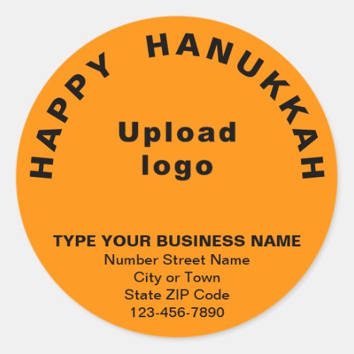 Business Hanukkah Greeting on Orange Color Classic Round Sticker