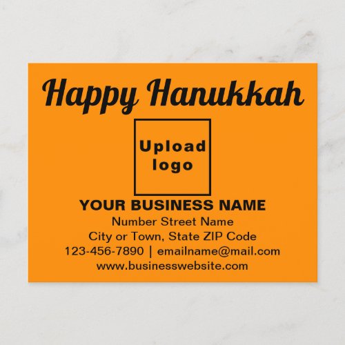 Business Hanukkah Greeting on Orange Color Postcard