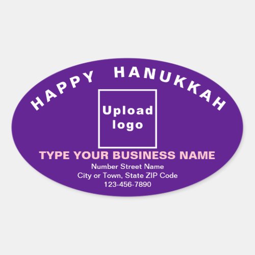 Business Hanukkah Greeting on Purple Oval Sticker