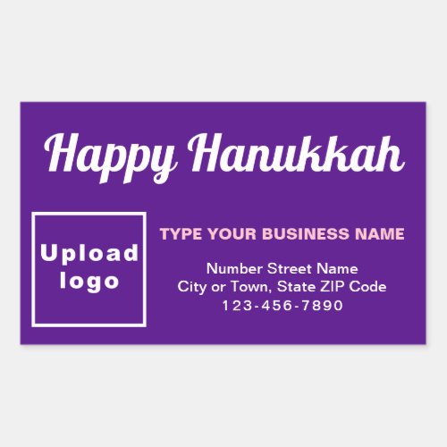 Business Hanukkah Greeting on Purple Rectangular Sticker